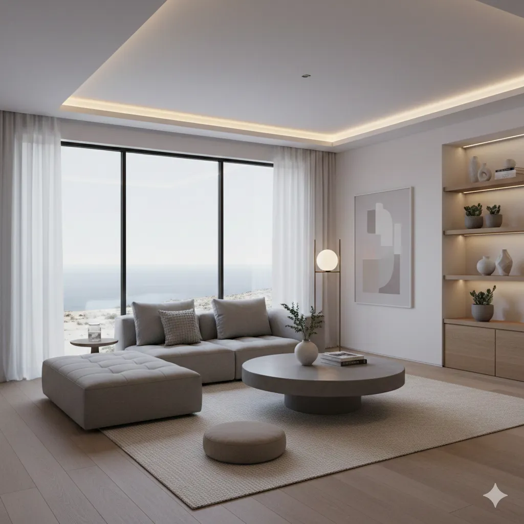 Moderne avslapningssone med minimalistisk design