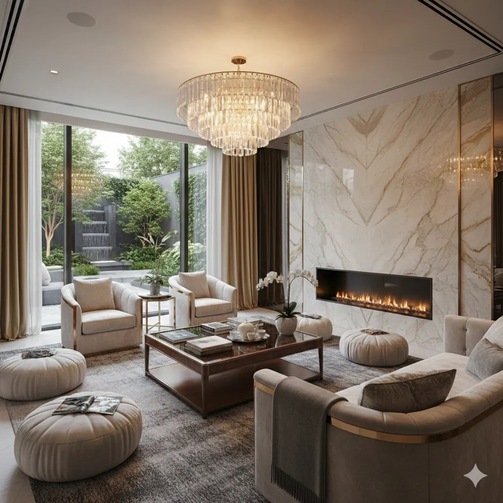 Premium avslapningssone med luksuriøse materialer